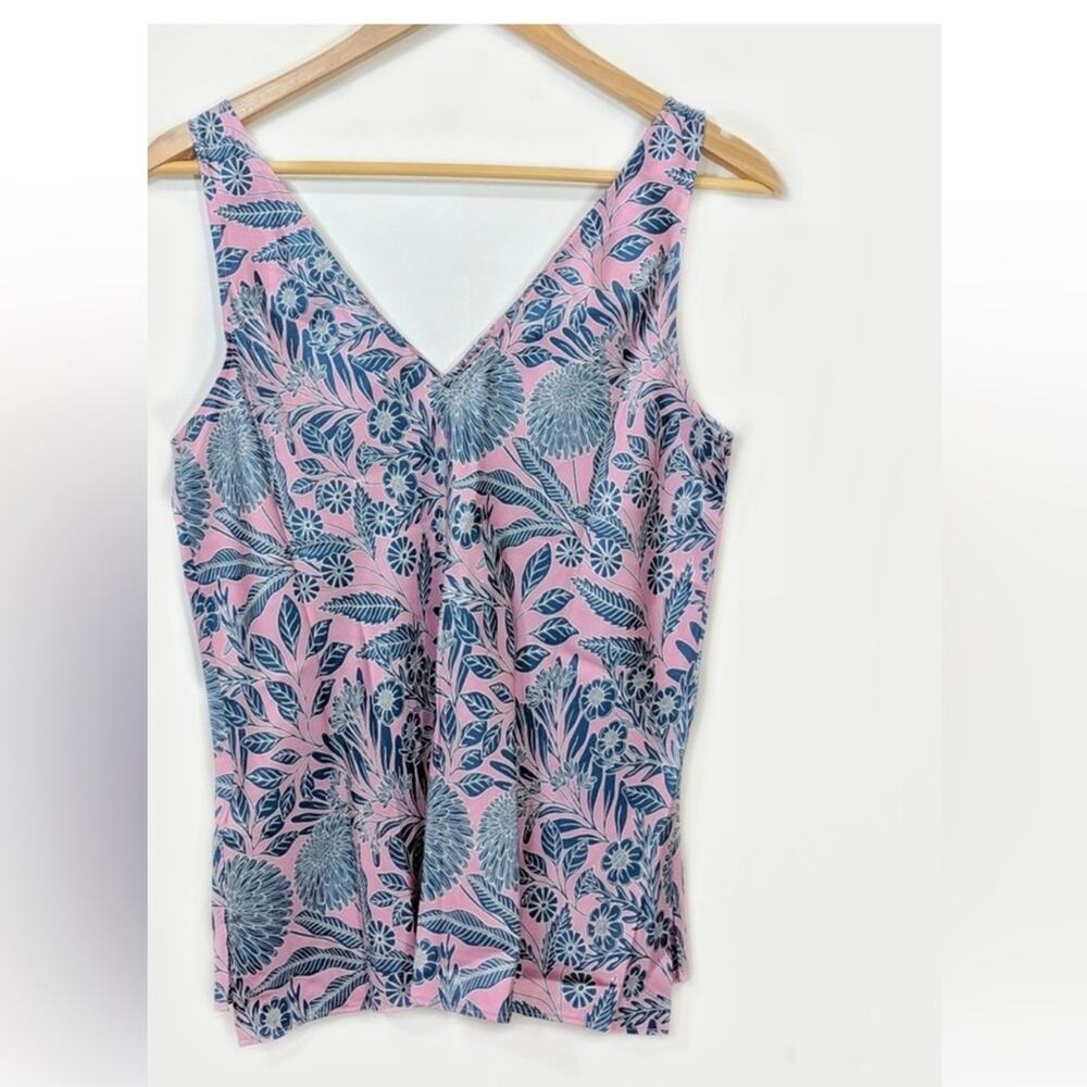 J.Crew x Abigail Borg Floral Silk Tank Top Camisole Pink Blue Size 8 - Picture 10 of 12